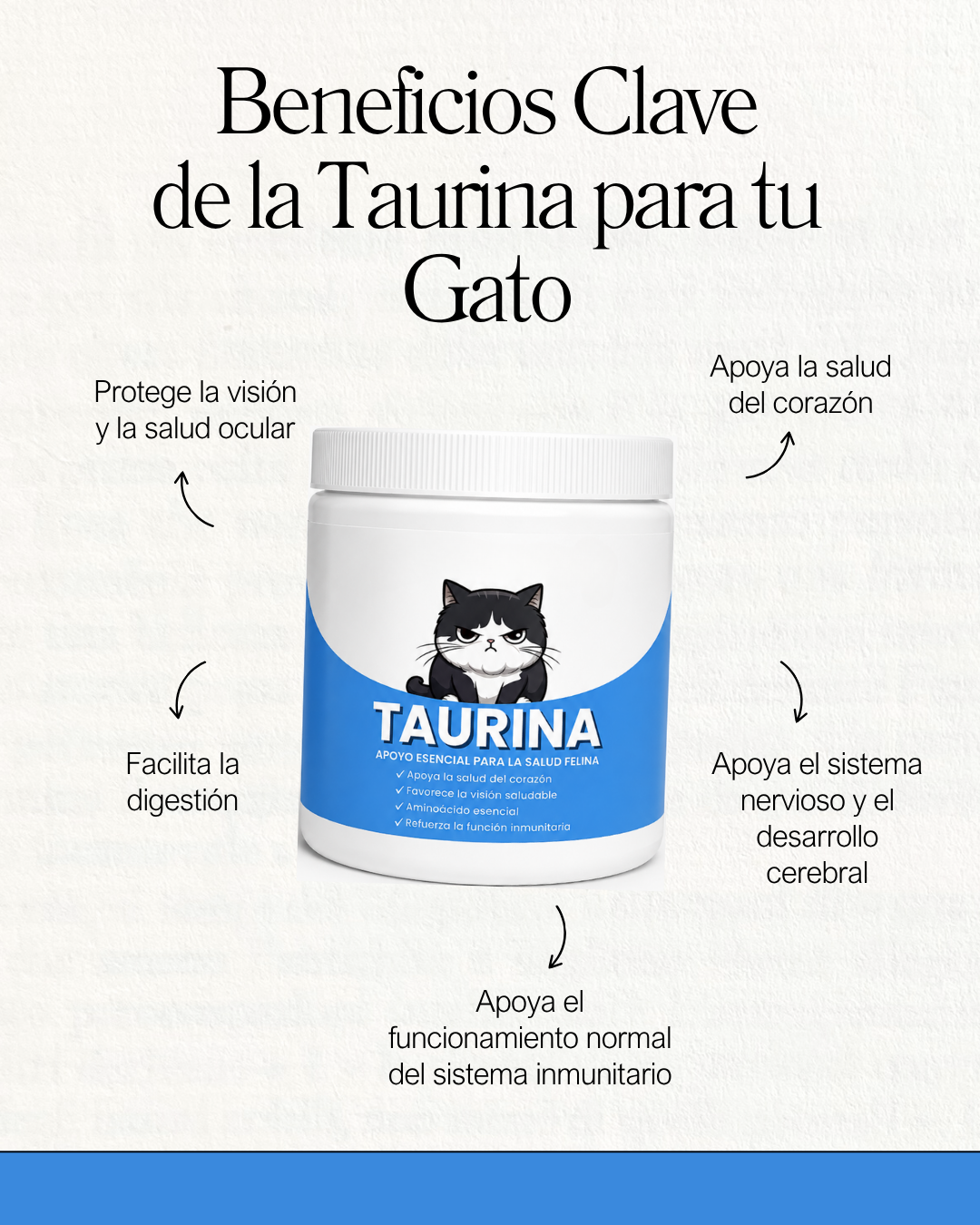 TuarGato® – Taurina Pura para Gatos | Apoyo Diario para Corazón y Visión | Grado Veterinario, 200 g