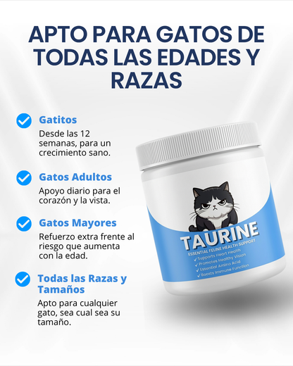 TuarGato® – Taurina Pura para Gatos | Apoyo Diario para Corazón y Visión | Grado Veterinario, 200 g
